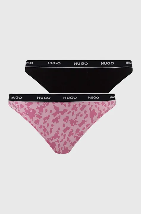 HUGO stringi 3-pack kolor różowy 50495870