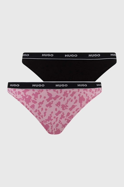 Tanga HUGO 3-pack růžová barva