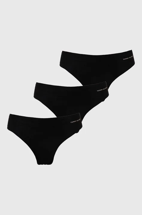 Nohavičky Tommy Hilfiger 3-pak čierna farba,UW0UW03871