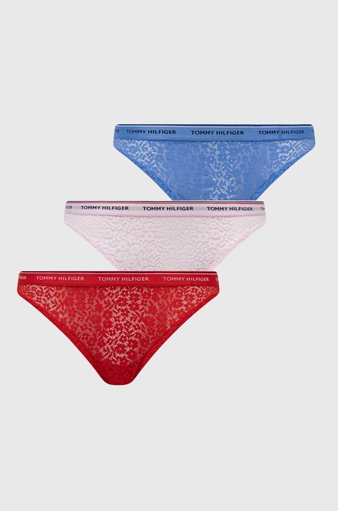 Gaćice Tommy Hilfiger 3-pack boja: crvena, od čipke, UW0UW04897