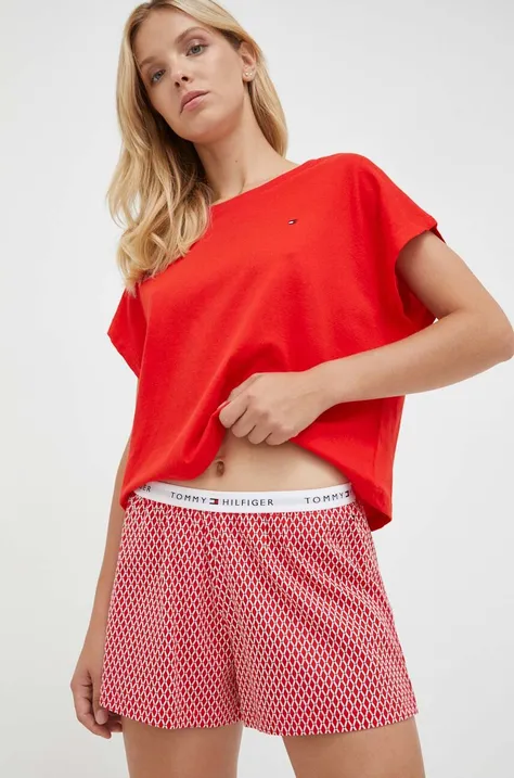 Βαμβακερές πιτζάμες Tommy Hilfiger χρώμα: κόκκινο