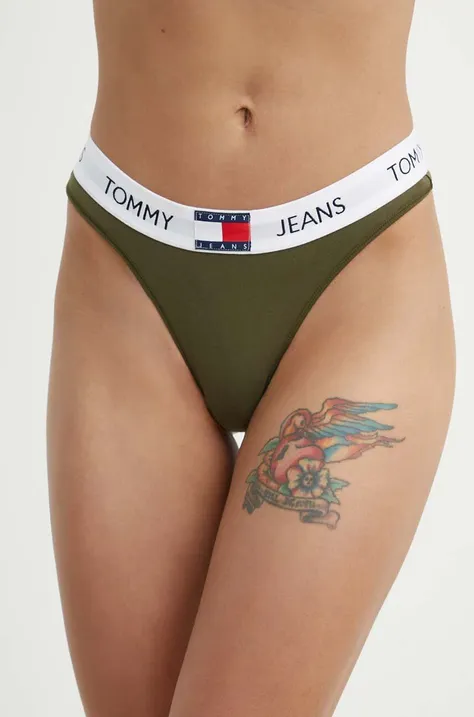 Tanga Tommy Jeans zelená barva, UW0UW04956