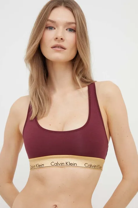 Calvin Klein Underwear sutien culoarea bordo, neted