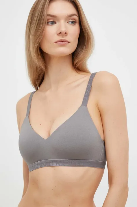 Сутиен Calvin Klein Underwear в сиво с изчистен дизайн