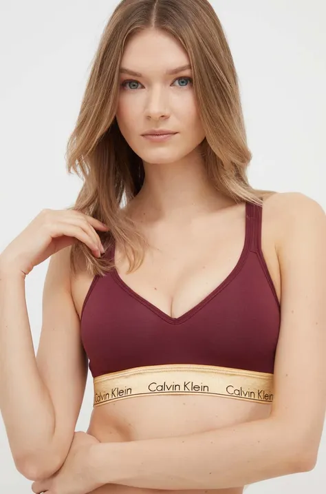 Calvin Klein Underwear sutien culoarea bordo, neted