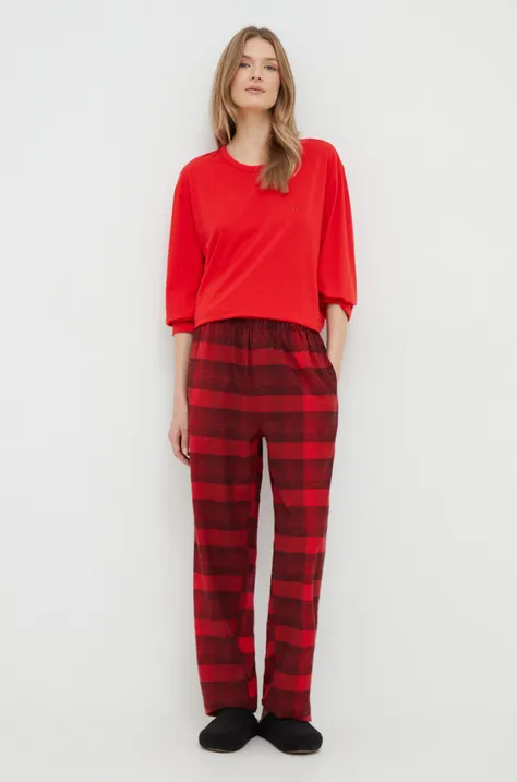 Пижама Calvin Klein Underwear женская цвет красный хлопковая