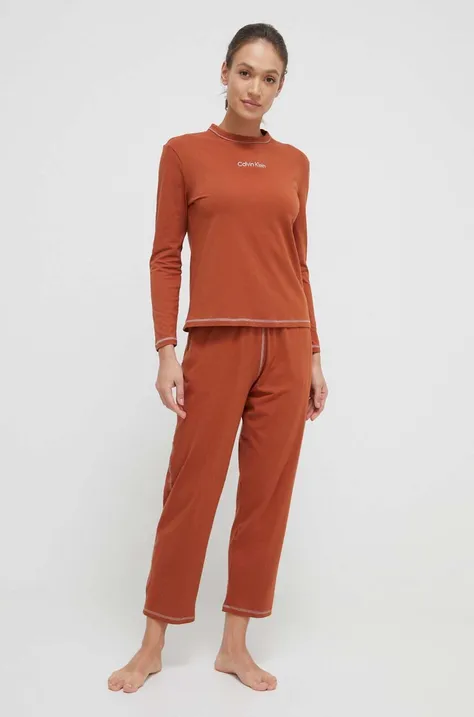 Pižama Calvin Klein Underwear ženska, oranžna barva