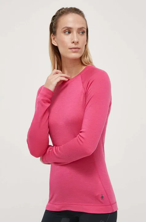 Funkčné tričko s dlhým rukávom Smartwool Classic Thermal Merino ružová farba