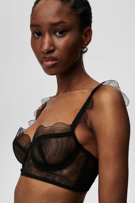 Undress Code biustonosz 581 Bliss Bra Black kolor czarny transparentny wzorzysty