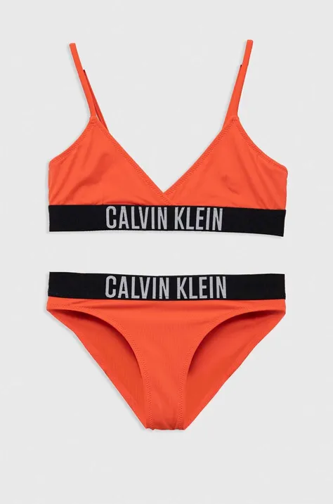 Calvin Klein Jeans dwuczęściowy strój kąpielowy kolor pomarańczowy