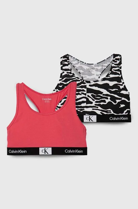 Detská športová podprsenka Calvin Klein Underwear 2-pak ružová farba