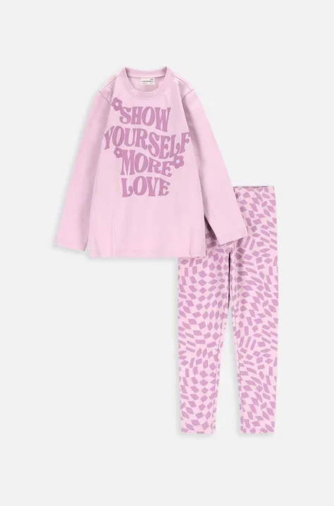 Παιδικές βαμβακερές πιτζάμες Coccodrillo χρώμα: ροζ