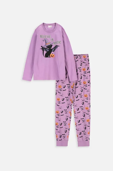 Detské bavlnené pyžamo Coccodrillo fialová farba, vzorovaná