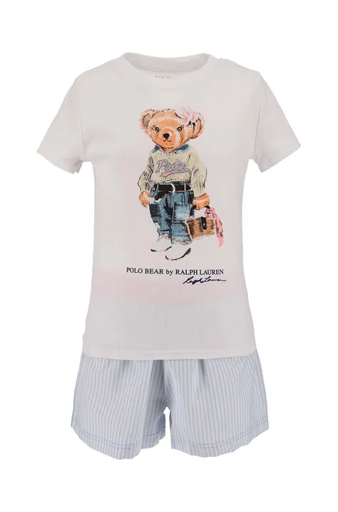 Detské pyžamo Polo Ralph Lauren biela farba, vzorovaná