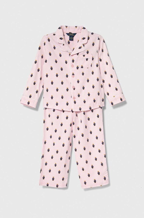 Polo Ralph Lauren pijamale de bumbac pentru copii culoarea roz, modelator