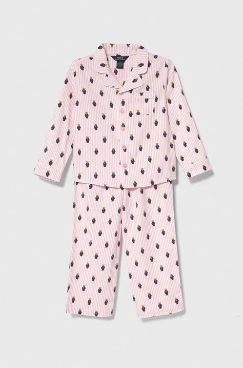 Polo Ralph Lauren piżama bawełniana dziecięca kolor różowy wzorzysta