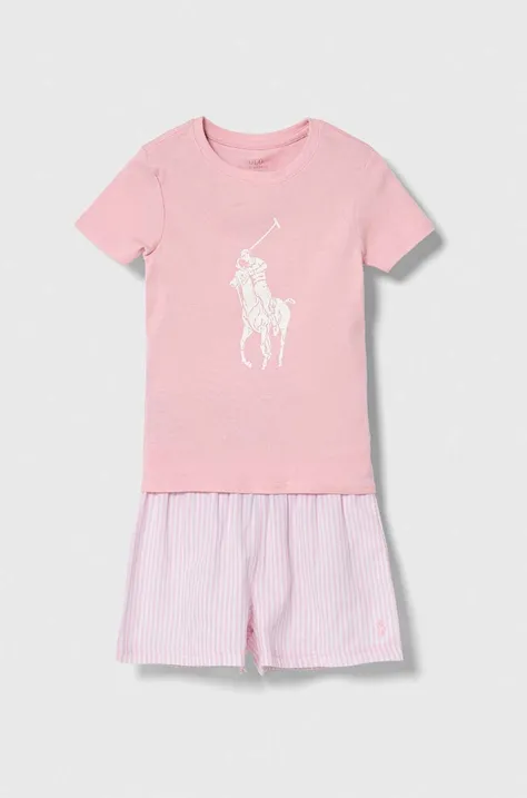 Polo Ralph Lauren piżama dziecięca kolor różowy wzorzysta