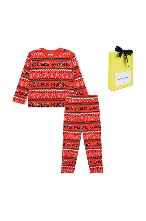 Detské bavlnené pyžamo Marc Jacobs x Looney Tunes červená farba, vzorované