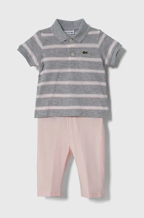 Lacoste piżama niemowlęca kolor szary wzorzysta
