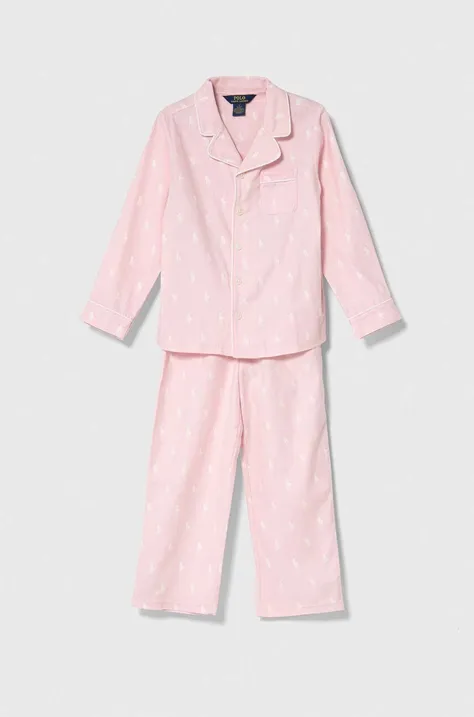Дитяча бавовняна піжама Polo Ralph Lauren колір рожевий візерунок