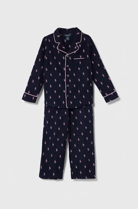 Детская хлопковая пижама Polo Ralph Lauren цвет синий узор