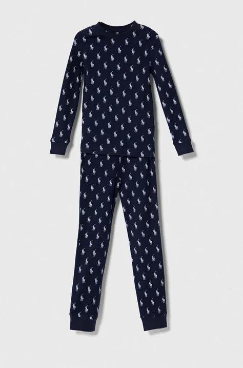 Дитяча бавовняна піжама Polo Ralph Lauren колір синій візерунок