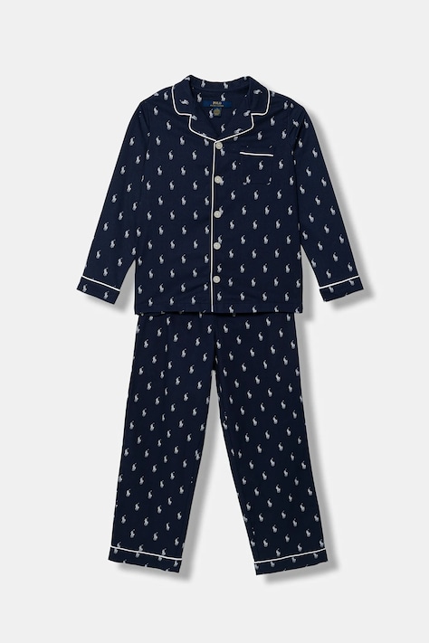 Polo Ralph Lauren pijamale de bumbac pentru copii culoarea albastru marin, modelator