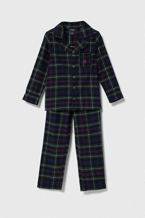 Polo Ralph Lauren pijamale de bumbac pentru copii culoarea verde, modelator
