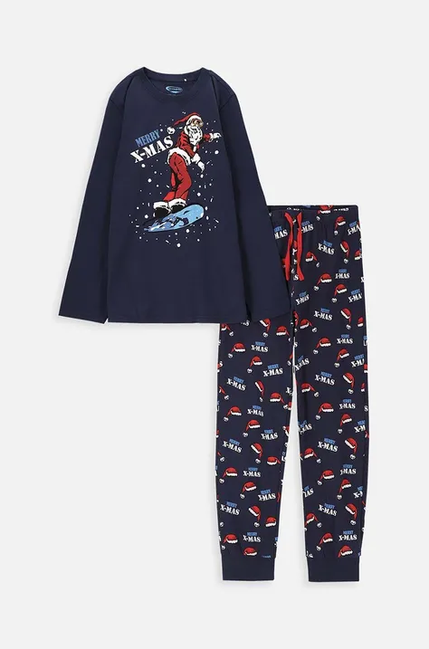 Detské bavlnené pyžamo Coccodrillo tmavomodrá farba, s potlačou