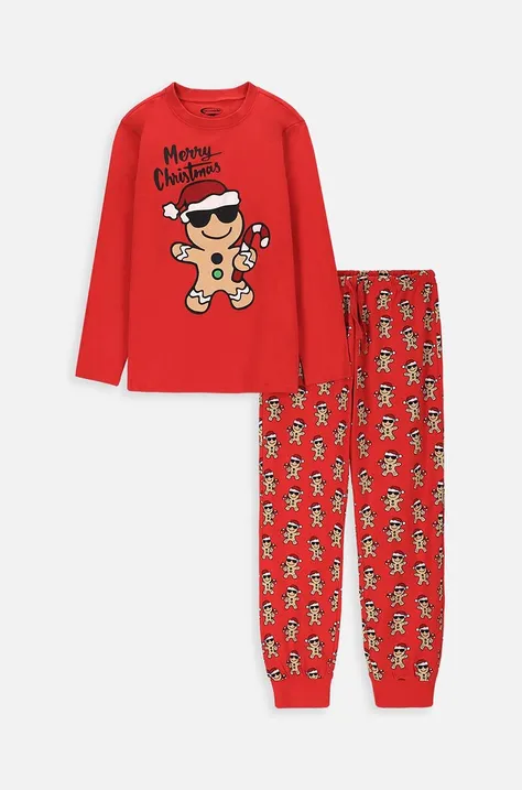 Detské bavlnené pyžamo Coccodrillo červená farba, s potlačou