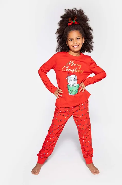 Παιδικές βαμβακερές πιτζάμες Coccodrillo χρώμα: κόκκινο