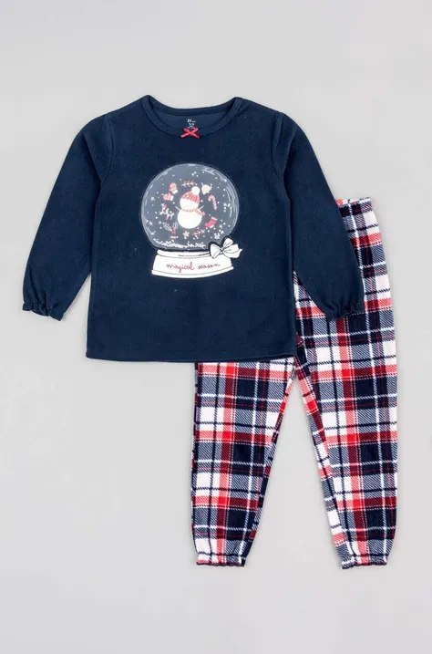 Detské bavlnené pyžamo zippy tmavomodrá farba, s potlačou