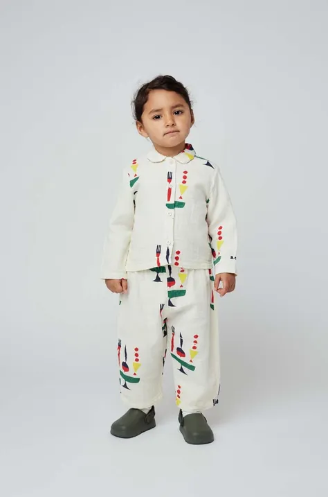 Bobo Choses piżama niemowlęca kolor beżowy wzorzysta
