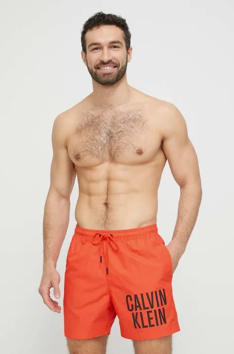 Calvin Klein pantaloni scurti de baie culoarea portocaliu
