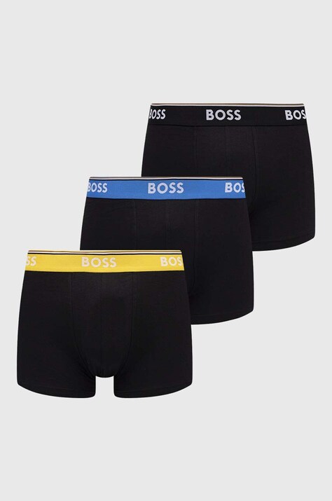 Boxerky BOSS 3-pack pánské, černá barva