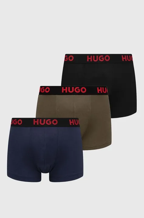 HUGO bokserki 3-pack męskie kolor zielony 50496723