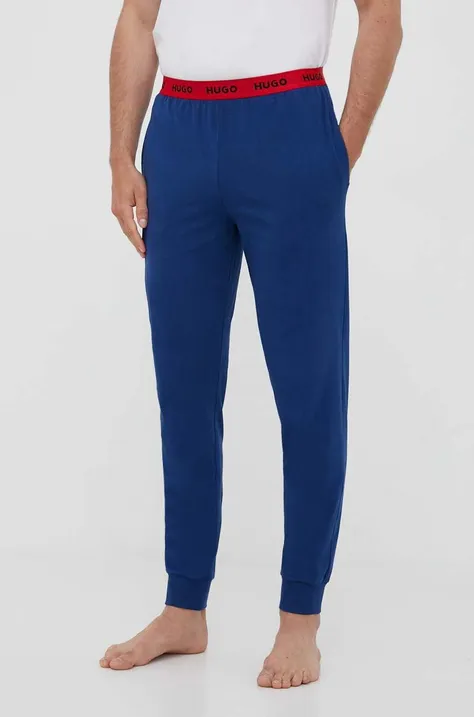 Pyžamové kalhoty HUGO pánské, tmavomodrá barva, 50493128
