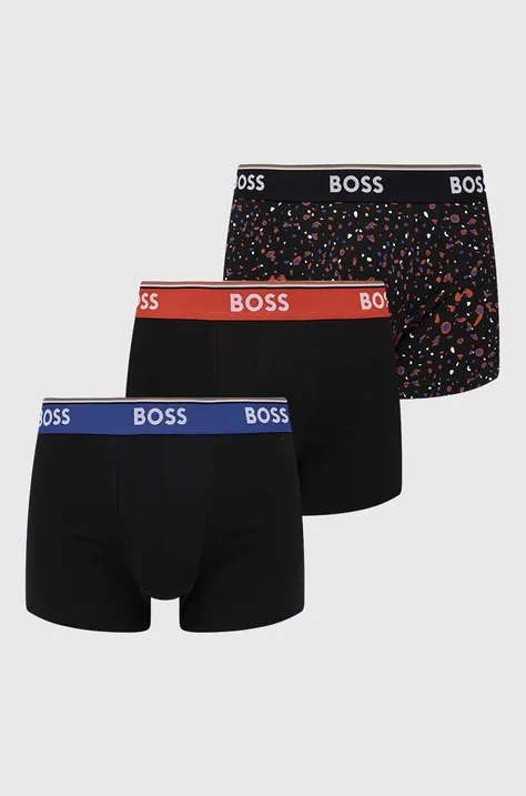 Boxerky BOSS 3-pak pánske, čierna farba