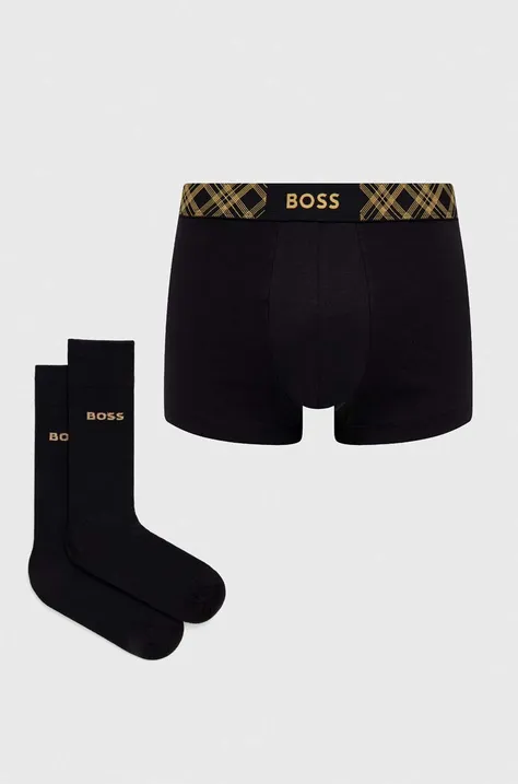 Boxerky a ponožky BOSS pánske, čierna farba