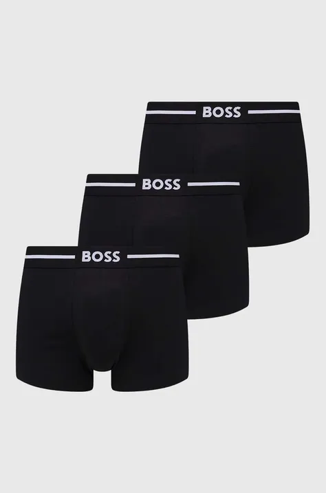 Boksarice BOSS 3-pack moški, črna barva