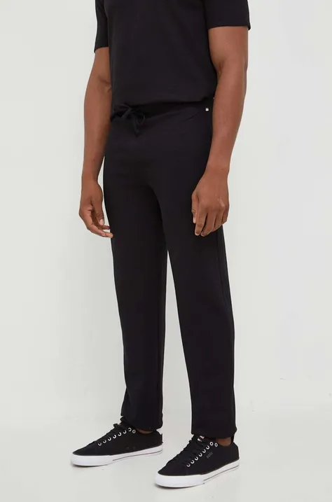 Homewear hlače BOSS boja: crna, bez uzorka