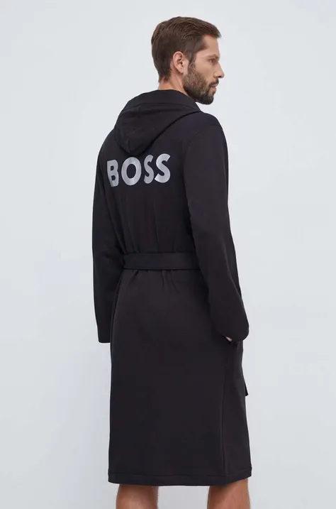 Бавовняний халат BOSS колір чорний