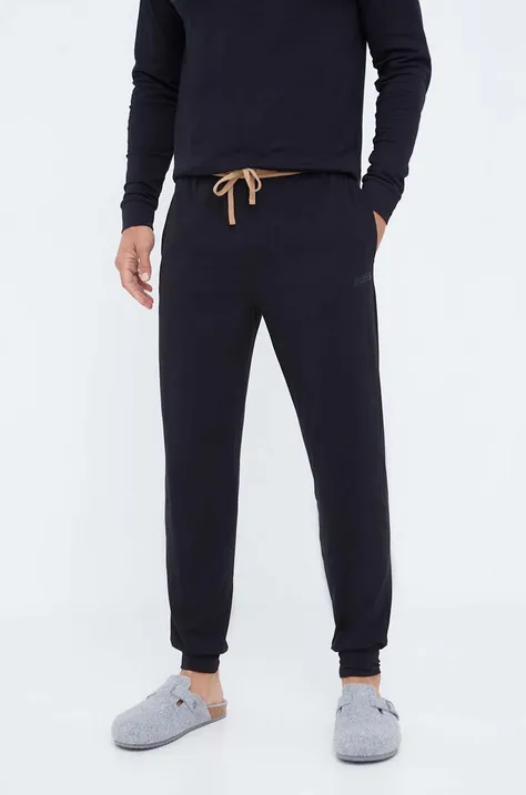 Homewear hlače BOSS boja: crna, bez uzorka
