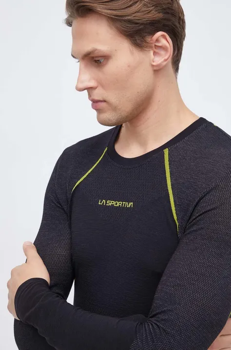 Funkcionalna majica z dolgimi rokavi LA Sportiva Wool40 Aero črna barva
