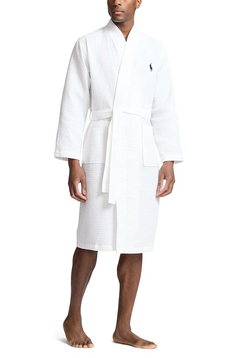 Polo Ralph Lauren halat de baie din bumbac culoarea albastru marin, 714910651