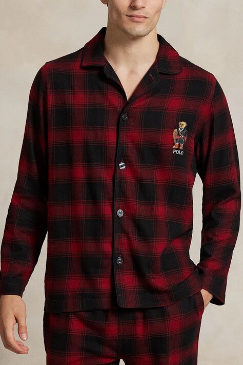 Polo Ralph Lauren piżama bawełniana kolor bordowy wzorzysta 714915985