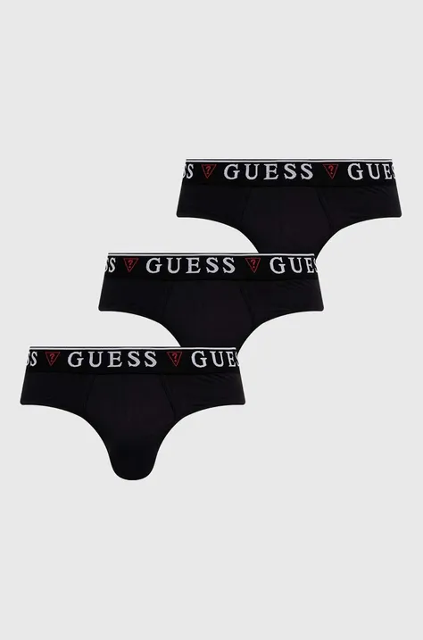 Slip gaćice Guess 3-pack za muškarce, boja: crna