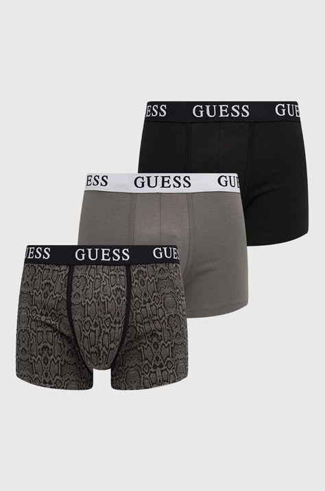 Boxerky Guess 3-pak pánske, šedá farba