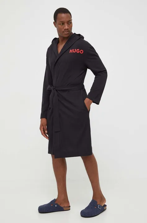 Бавовняний халат HUGO колір чорний