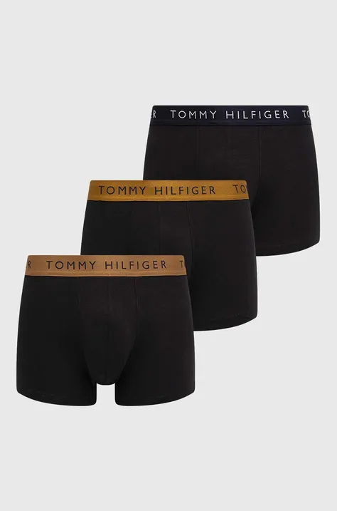 Boxerky Tommy Hilfiger 3-pak pánske, čierna farba